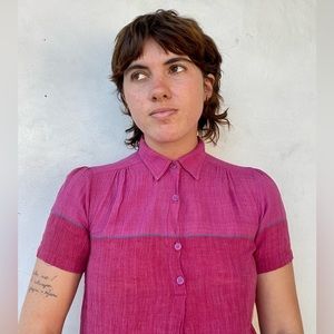 Pink Color Block button up